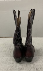 Vintage Black Cherry Leather Western Cowboy Boots Star Stitching Size 8D
