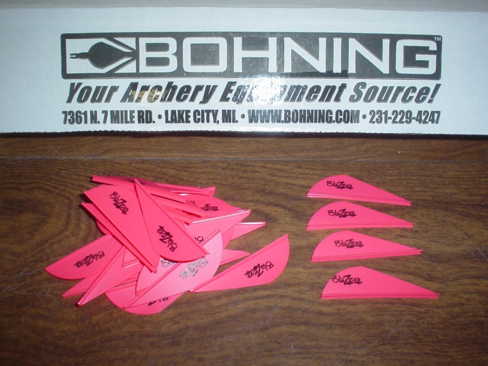 36 Hot Pink Bohning 2″ Blazer Vanes Pack! archery arrow fletching neon red fl.