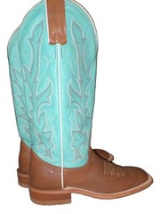 Justin Boots Women’s Brown Western Boots Turquoise Square Toe Size 7 B
