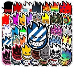 Spit Logo Fire Brand Style Stickers 50pk Mixed Flaming Fire Heads FREE SHIPPING
