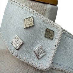 Wooly Rodeo Chinks Cowboy Western Chaps Mongolian Lamb Fur White Leather GUC