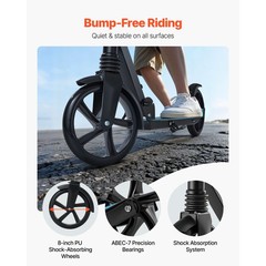 Foldable Kick Scooter Adjustable Scooter 220LBS for Age 8+ Kids, Teens, Adults