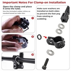 2-in-1 Clamp-On & Bolt-On Foldable Foot Pegs, Motorcycle Foot Pegs Racing Red