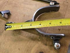 Silver Bands Mounted Grinder Rowel Western Spurs