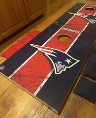 New England Patriots Victory Tailgate 2’x3’ Solid Wood Cornhole Set w/ Box NEW