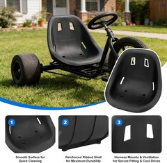 FOR Go Kart Large Size Seat Backrest Ergonomic Design Black ABS