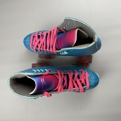 Riedell Womens Outdoor Roller Skates Quad Orbit Size 7 Lagoon Multi Blue Pink