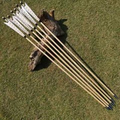32″ Wooden Arrow 5″ Turkey Feather Archery Recurve Bow Longbow Hunting Shooting