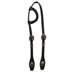 HS Hilason Horse Genuine Leather One Ear Headstall Bridle GS Concho Black