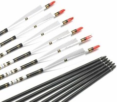 12x 30″ Archery Carbon Arrows Spine 500 Turkey Feather For Compound/Recurve Bow