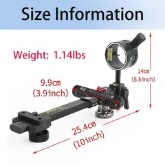 Compound Bow Sight Single Pin Bow Sight 0.019″ Fiber 4X 6X 8X Lens Carbon Fib…