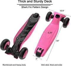 Kick Scooter B03, Lean ‘N Glide 3-Wheeled Push Scooter with Extra Wide PU Lig…