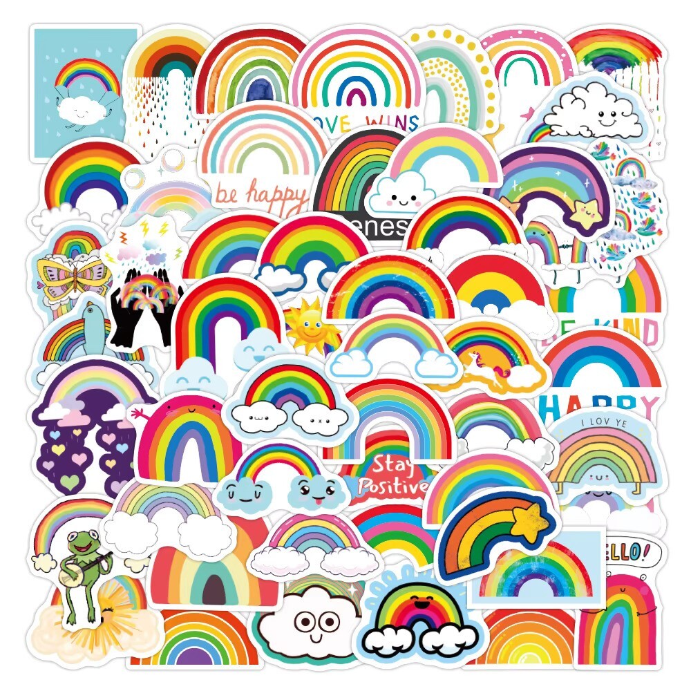 50 Pack of Cute Rainbow Stickers for Laptop/Water Bottle/Phone Case/Tablet/iPad