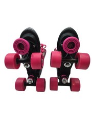 Sizzling Pink Silver Glitter Youth Circle Society Bling Adjustable Size Skates