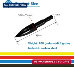 24Pcs Archery Field Points Screw-in Arrow Point 100 Grain 5/16″ Steel Field Tips