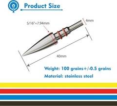 MOLFUZ 12pcs Archery Field Points 100/125/150/200/300 Grain, Stainless Steel Scr