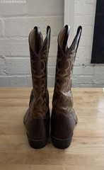 Ariat Heritage Western R-Toe Distressed Brown Leather Cowboy Boots Men’s 8.5D