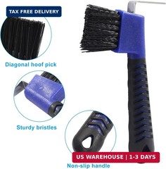 2 Pcs Horse Hoof Pick Brush with Soft Touch Rubber Handle Portable Hoofpick, Blu