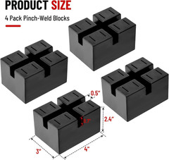 4-Pack Solid Rubber Pinch-Weld Blocks for Auto Lift Jack Stand Protection