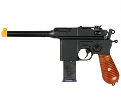 UKARMS Full Metal Mauser C96 Spring Pistol Airsoft Gun w/ Faux Wood Grip G12