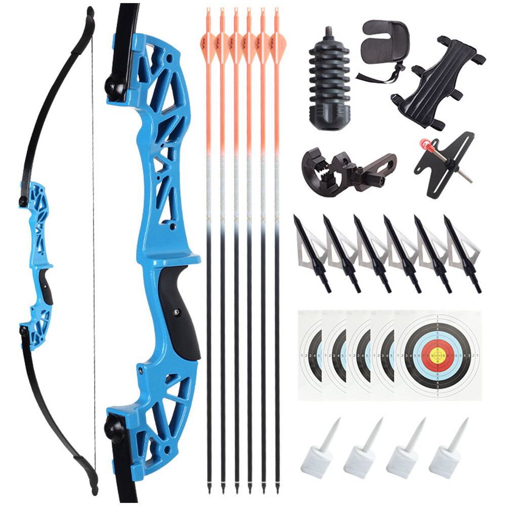 40LBS 53″ Aluminum Takedown Recurve Bow Archery Arrows Set for Training Practice