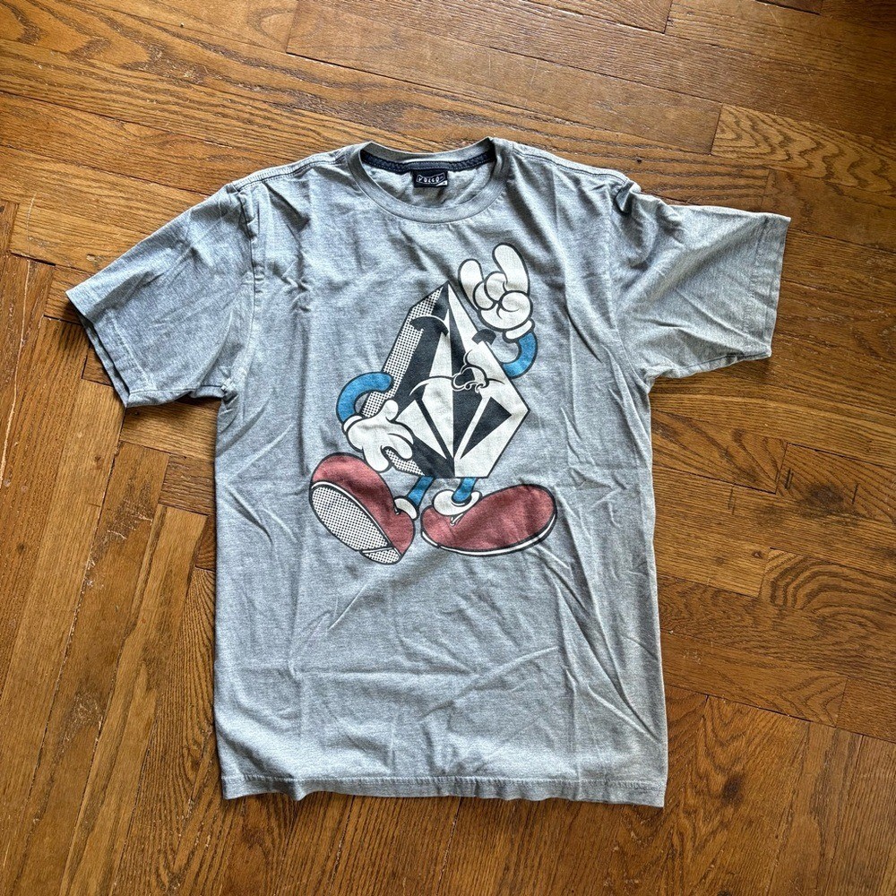 Volcom Stone Cartoon Logo Graphic T-Shirt Men’s Medium Gray Skateboarding