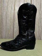 Vtg 80s Durango Black Leather Western Cowboy Boots Mens 10.5 Pull On