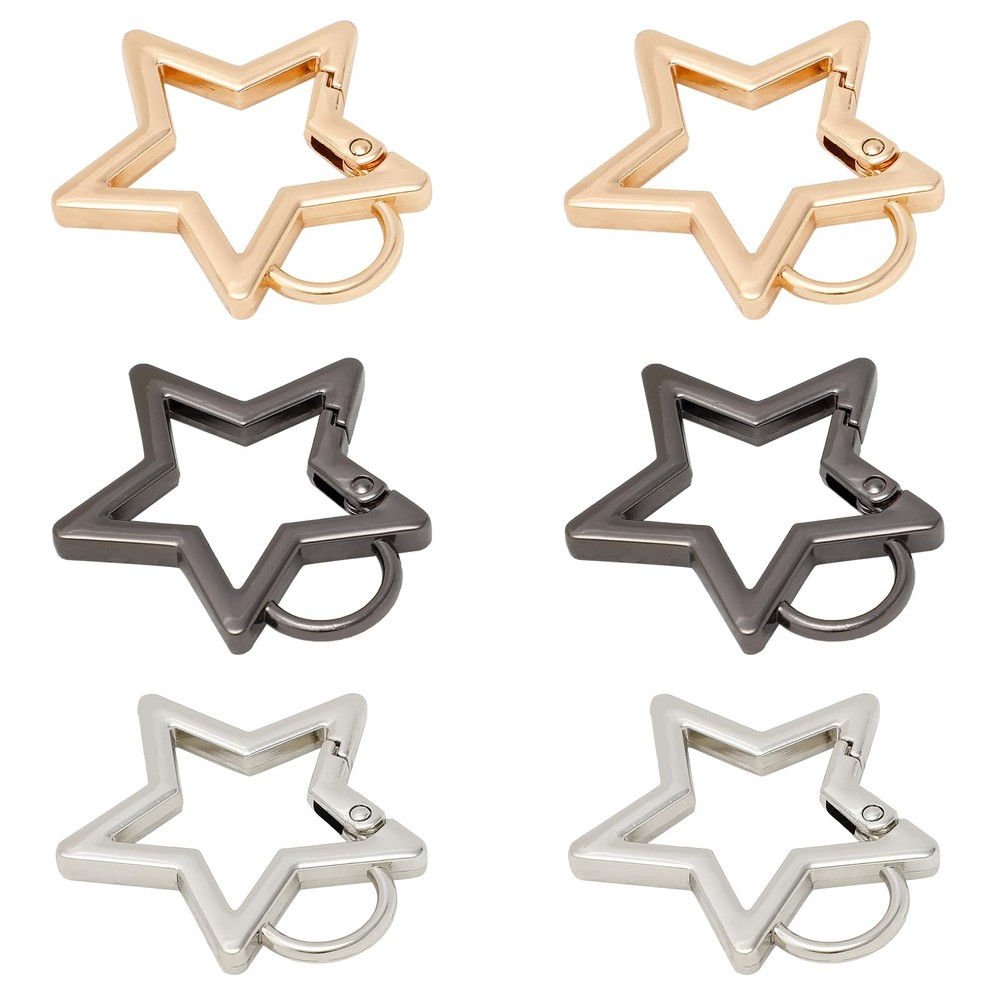 6Pcs Stars Carabiner, Zinc Alloy Star-Shaped Carabiner Keychain, Heavy Duty S…