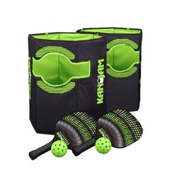Kan Jam Pack ‘N Go Pickleball Set, Portable Outdoor Game with 2 Wooden Paddles