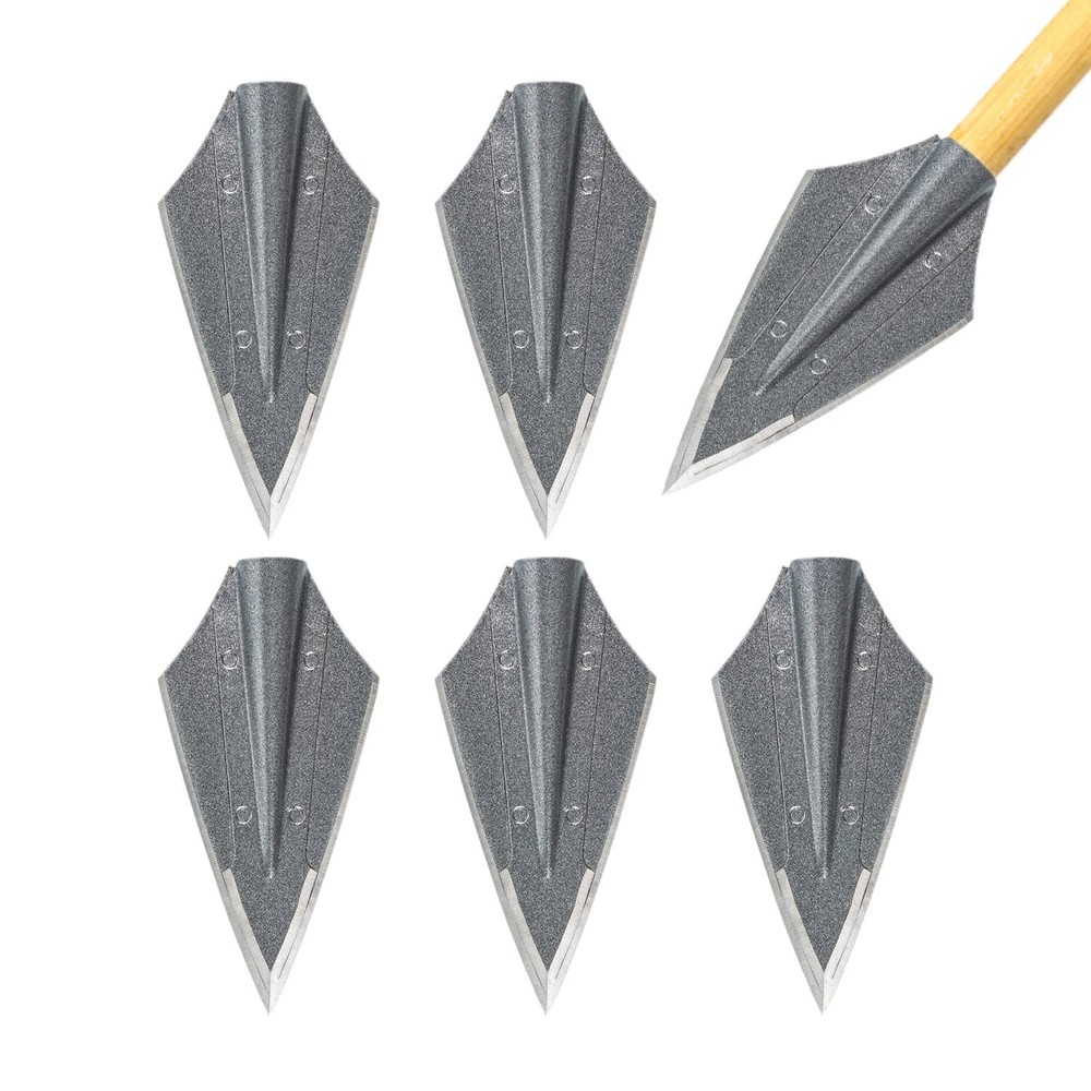 6pcs Hunting Broadheads Traditional Archery Arrowheads Fix 2 Blade 125 Grain …