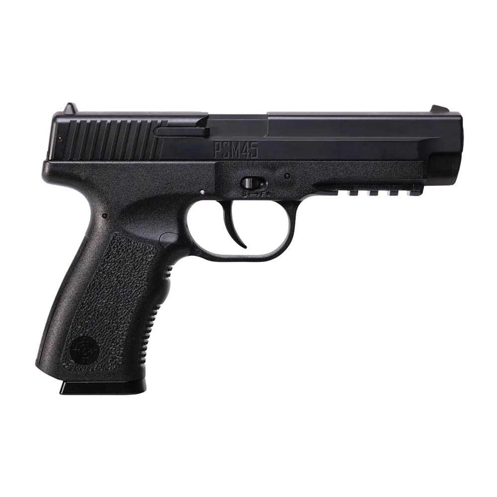 Crosman PSM45 Spring-Powered Single Shot BB Air Pistol, Polymer Frame, Black