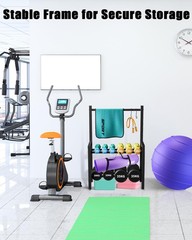 Two Tier Dumbbell Rack 20 IN Length Adjustable small Weight Stand black