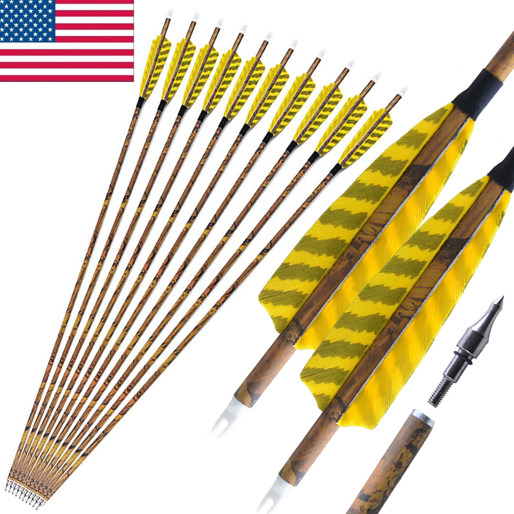 6/12 30″ Carbon Arrows SP500 4″ Feather Compound Recurve Bow Archery Hunting