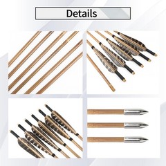 12X 33″ Archery Bamboo Arrows 5″ Feather Longbow Recurve Bow Hunting Shooting