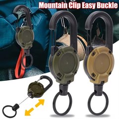 Retractable Carabiner Keychain 5pcs Heavy Duty Steel Wire Reel Key Ring Clip