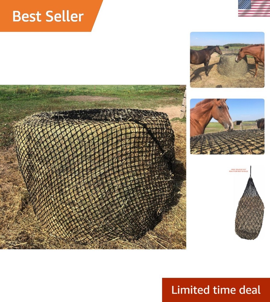Knotless Heavy-Duty 4-5mm Thick Slow Feed Hay Net 4×5 for Healthier Horses