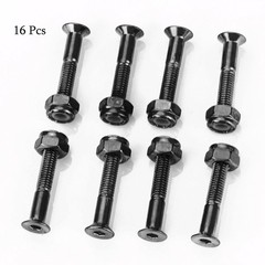 16 Pcs 1 Inch Skateboard Mounting Hardware Screws Bolts Black – 16 Pcs