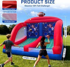 Inflatable Carnival Football Toss Game Sewinfla with 4 Balls & Blower, US Stock