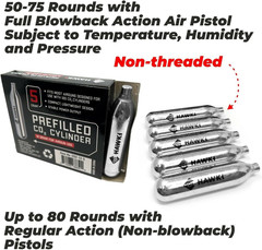 12 Gram CO2 Cartridges for Air Guns, BB Guns, Airsoft Pistols & Paintball Access