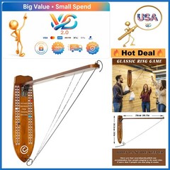 Walnut Ring Toss Game with Foldable Arm Indoor Outdoor Fun Durable Wood Metal