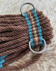 34” Size MOHAIR Western String Girth Cinch Teal and Brown Design