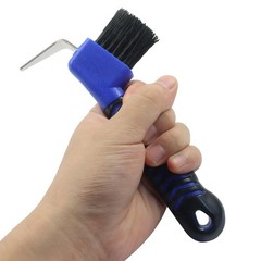 Red Blue Horse Hoof Pick Brushes Soft Touch Rubber Handle