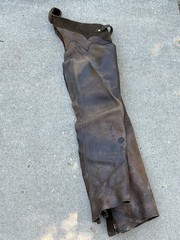 Vintage Adult Brown Leather Chaps Talon Zipper Western Wear Cowboy Weathered