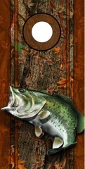 Cornhole Decals Wraps Fishing Graphics Bass Fish Oak Ambush Camouflage 01L/01L
