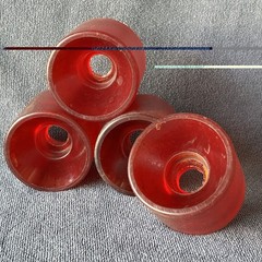 Red Skateboard Wheels Set 50x40mm Vintage 1970’s Urethane New Old Stock.