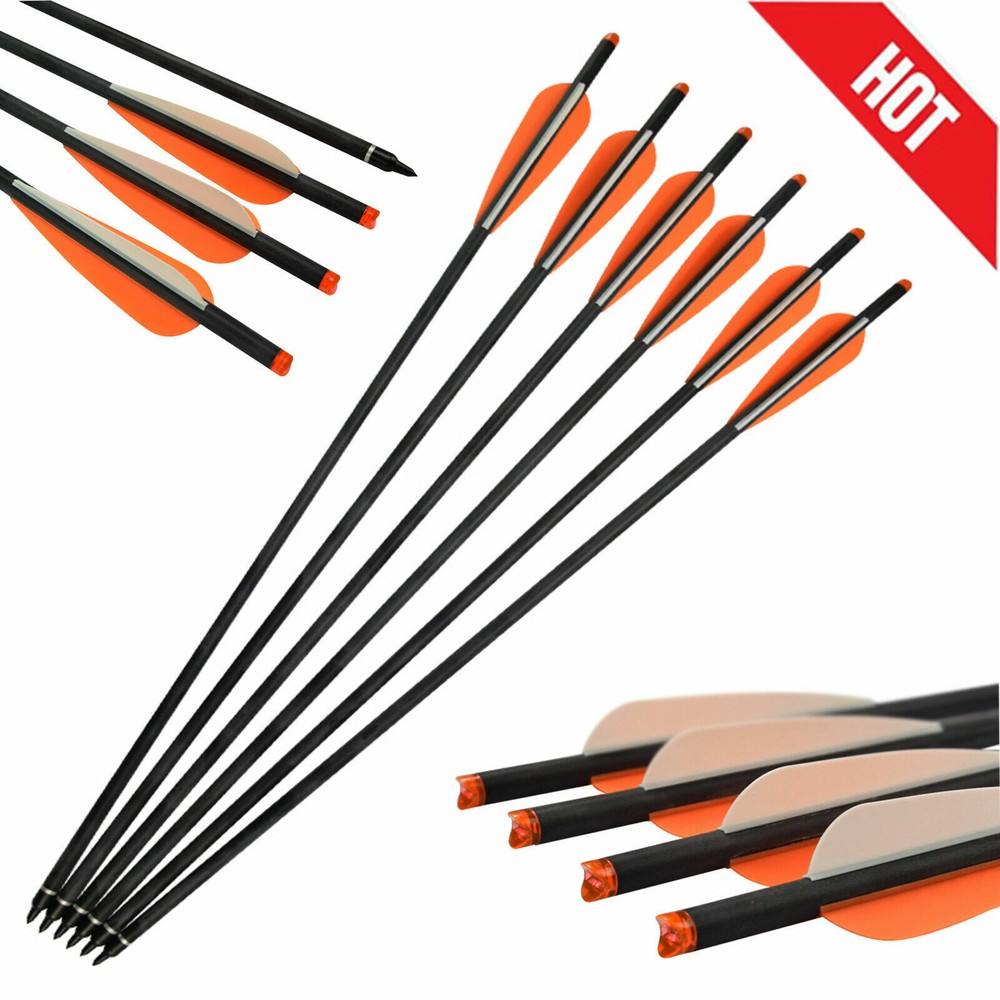6/12 Pcs 16-22» Archery Crossbow Bolts Carbon Shaft Arrows for Hunting Shooting