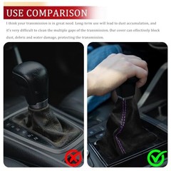 Car Shift Boot Cover, Stick Shift Cover, Suede Leather Manual Black Purple