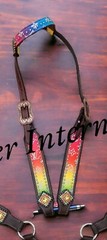 Western Horse Leather Tack Set / Red & Yellow Tack set