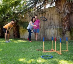 Giant Ring Toss Game with Wood Target & Soft-Touch Rings for Backyard Fun