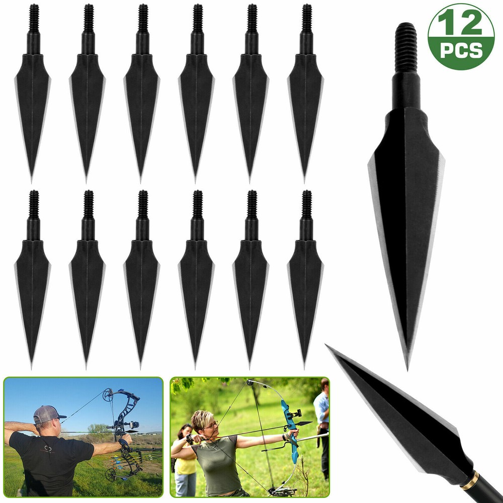 12Pcs Archery Arrowheads Broadheads 150gr Screw Points Bow Crossbow for Hunting